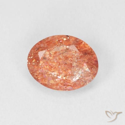 Pierre de soleil Orange rougeâtre naturelle ovale, 0.98 ct, Translucide
