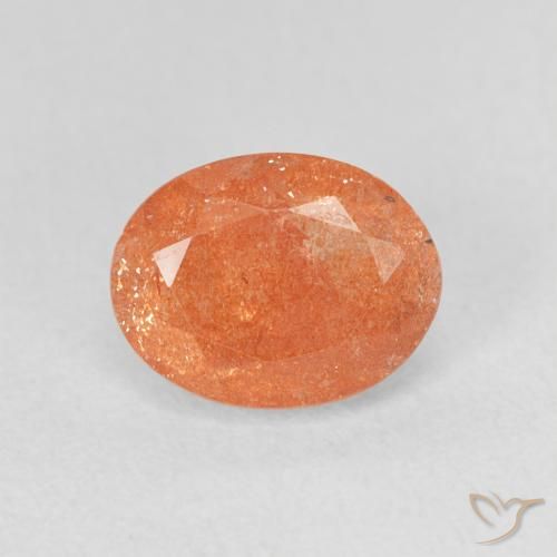 1.44ct Naturel Orange foncé Pierre de soleil, ovale, Translucide