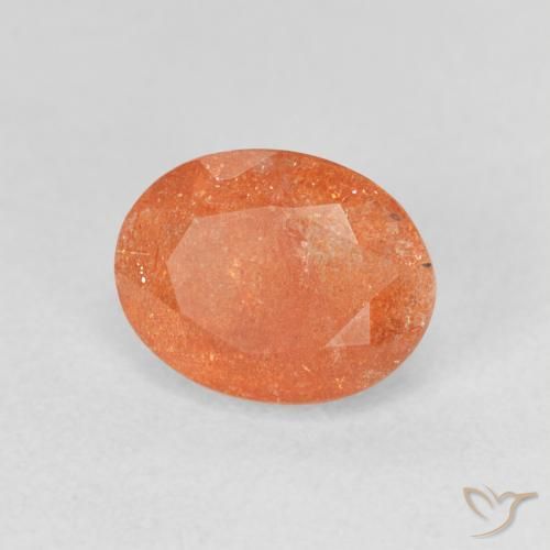 Pierre de soleil Orange foncé naturelle ovale, 1.44 ct, Translucide