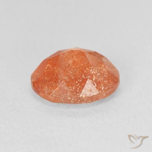 Pierre de soleil Orange foncé naturelle ovale, 1.44 ct, Translucide