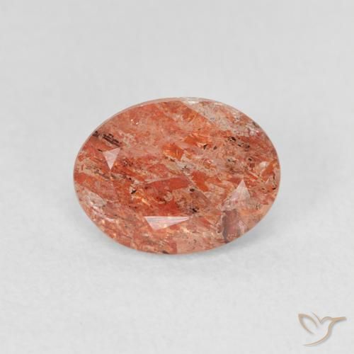 1.23ct Naturel Orange rougeâtre Pierre de soleil, ovale, Translucide