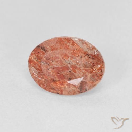Pierre de soleil Orange rougeâtre naturelle ovale, 1.23 ct, Translucide