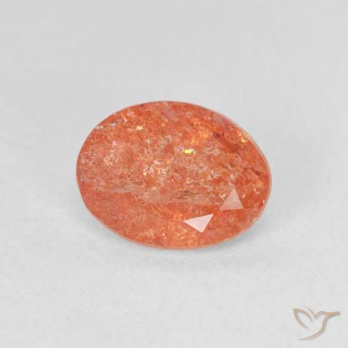 Pierre de soleil Orange vif naturelle ovale, 1.04 ct, Translucide