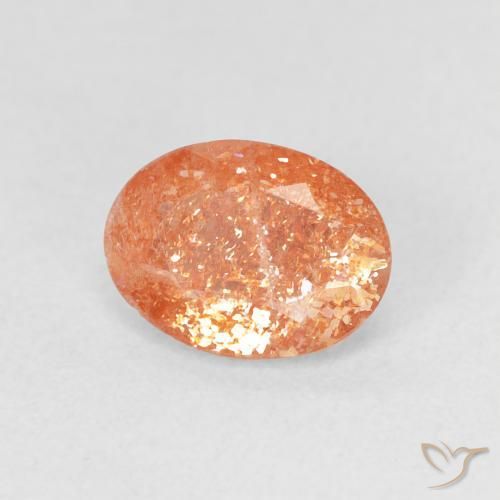 Pierre de soleil Orange vif naturelle ovale, 1.09 ct, Translucide
