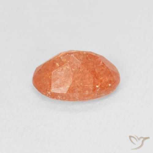 Pierre de soleil Orange vif naturelle ovale, 1.09 ct, Translucide