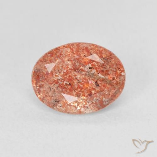 1.31ct Naturel Orange rougeâtre Pierre de soleil, ovale, Translucide