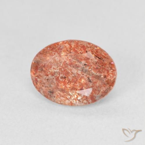 Pierre de soleil Orange rougeâtre naturelle ovale, 1.31 ct, Translucide
