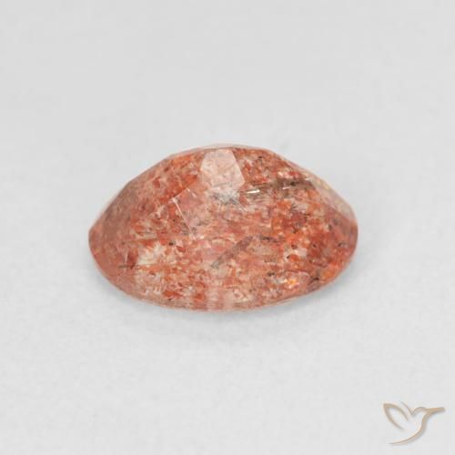Pierre de soleil Orange rougeâtre naturelle ovale, 1.31 ct, Translucide