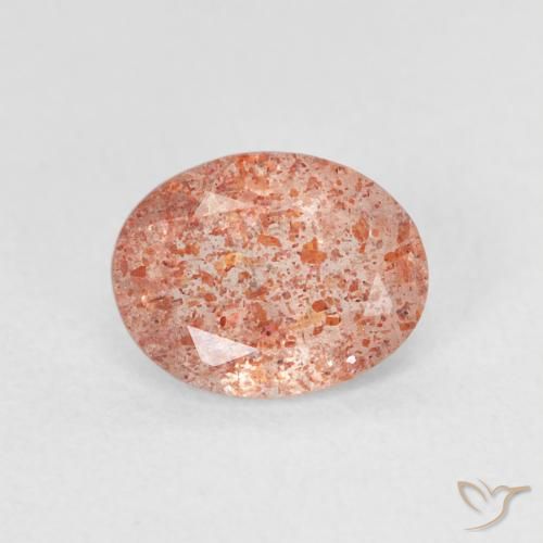 1.13ct Naturel Orange rougeâtre Pierre de soleil, ovale, Translucide