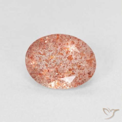 Pierre de soleil Orange rougeâtre naturelle ovale, 1.13 ct, Translucide