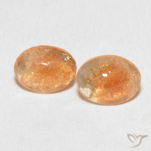 2.08ctw Naturel Orange pêche léger Pierre de soleil, ovale, Translucide