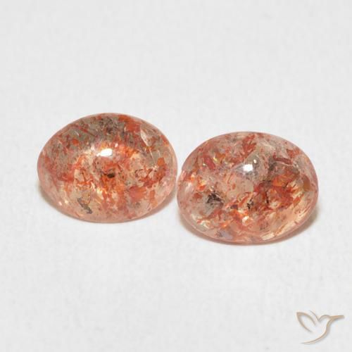 1.63ctw Naturel Orange moyen Pierre de soleil, ovale, Translucide