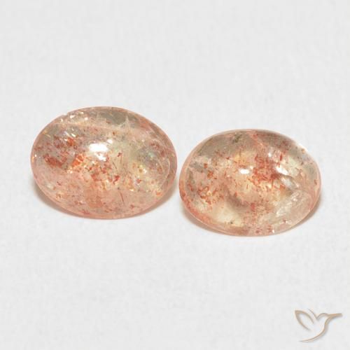 1.74ctw Naturel Orange clair Pierre de soleil, ovale, Translucide