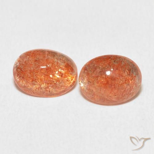 2.12ctw Naturel Orange rougeâtre Pierre de soleil, ovale, Translucide