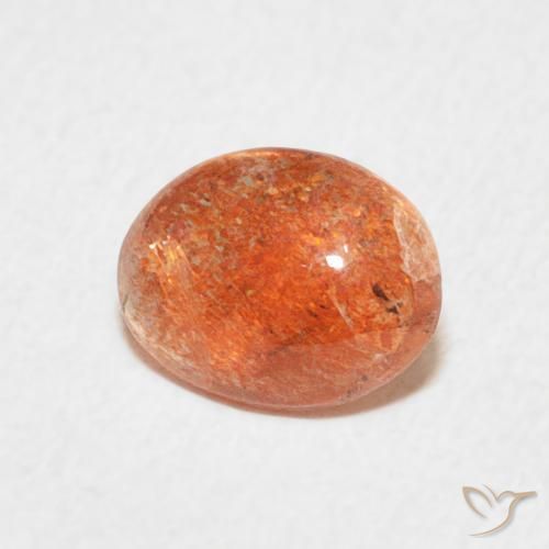 Pierre de soleil Orange vif naturelle ovale, 0.91 ct, Translucide