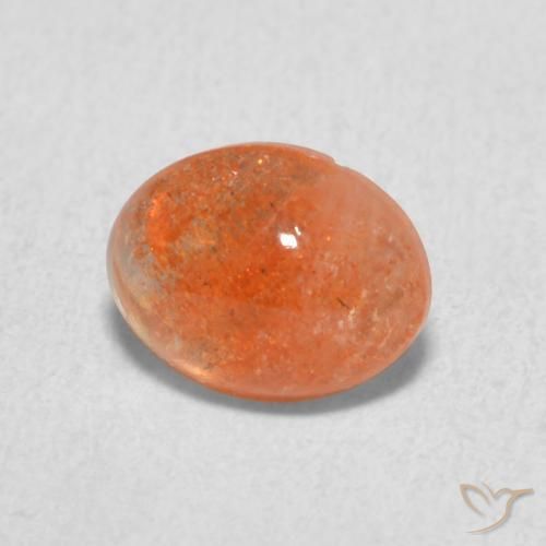 Pierre de soleil Orange foncé naturelle ovale, 1.18 ct, Translucide