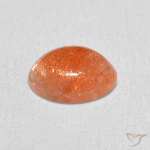 Pierre de soleil Orange foncé naturelle ovale, 1.18 ct, Translucide