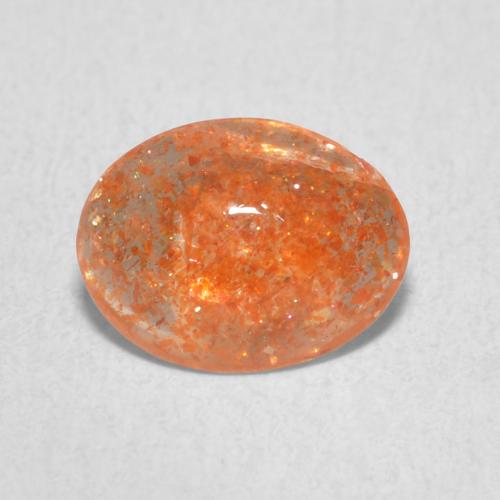 1.11ct Naturel Orange foncé Pierre de soleil, ovale, Translucide