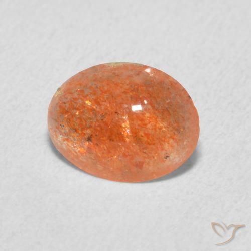 Pierre de soleil Orange igname naturelle ovale, 0.87 ct, Translucide