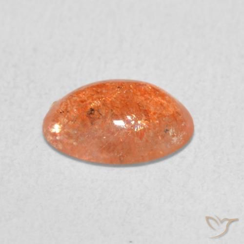 Pierre de soleil Orange igname naturelle ovale, 0.87 ct, Translucide