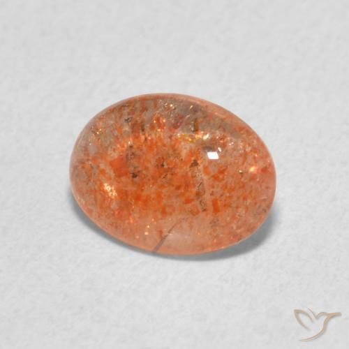 Pierre de soleil Orange moyen naturelle ovale, 0.93 ct, Translucide