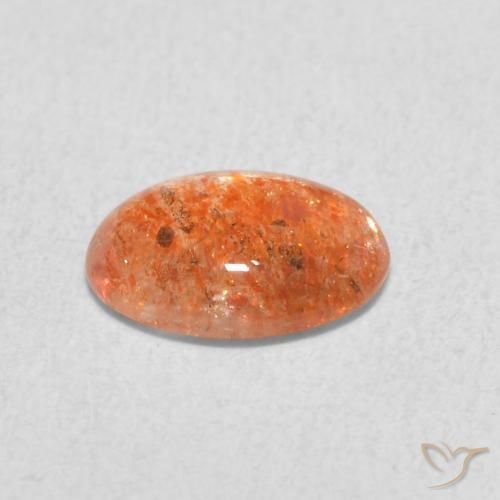 Pierre de soleil Orange moyen naturelle ovale, 0.93 ct, Translucide