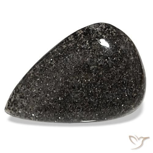 Pierre de soleil noir de 34,68 ct, en forme de poire, translucide