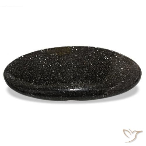 Pierre de soleil noir naturelle coupe ovale, 55,67 ct, translucide