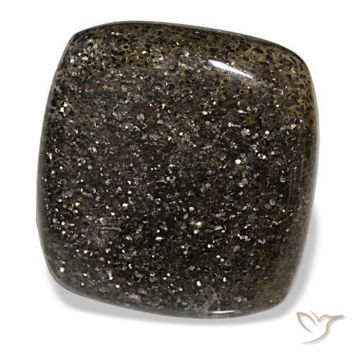 Pierre de soleil noir naturelle coupe coussin, 31,17 ct, translucide