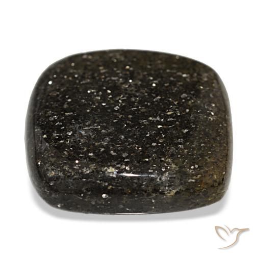 Pierre de soleil noir naturelle coupe coussin, 31,17 ct, translucide
