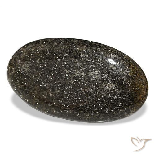 Pierre de soleil noir naturelle coupe ovale, 65,84 ct, translucide