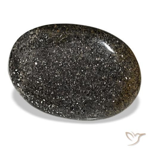 Pierre de soleil noir naturelle coupe ovale, 38,56 ct, translucide