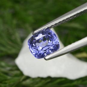 Tanzanite bleue naturelle coupe coussin, 1,13 ct, VVS