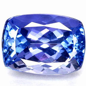 Tanzanite bleue naturelle coupe coussin, 3,07 ct, IF
