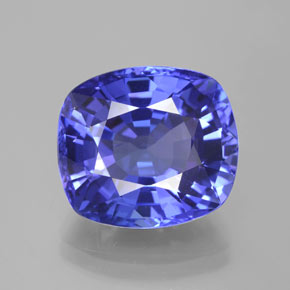 Tanzanite bleue naturelle coupe coussin, 10,76 ct, VVS