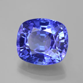 Tanzanite bleue naturelle coupe coussin, 10,76 ct, VVS