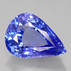 Tanzanite bleue naturelle en forme de poire, 11,73 ct, VVS-VS