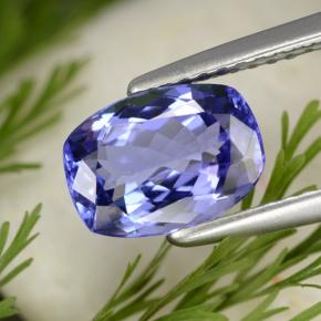 Tanzanite bleue naturelle coupe coussin, 1,76 ct, VVS-VS