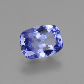 Tanzanite bleue naturelle coupe coussin, 1,25 ct, VS