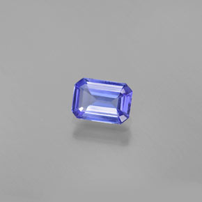 Tanzanite bleue naturelle taille émeraude, 0,87 ct, VVS-VS