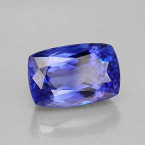 Tanzanite bleue naturelle coupe coussin, 7,21 ct, VVS