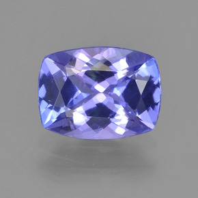 Tanzanite bleue naturelle coupe coussin, 1,39 ct, VVS