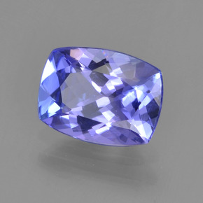 Tanzanite bleue naturelle coupe coussin, 1,39 ct, VVS