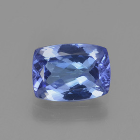 Tanzanite bleue naturelle coupe coussin, 1,40 ct, VVS-VS