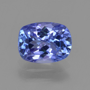 Tanzanite bleue naturelle coupe coussin, 1,35 ct, VS