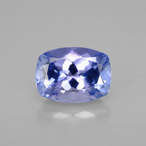 Tanzanite bleue naturelle coupe coussin, 1,29 ct, VVS