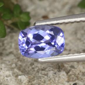 Tanzanite bleue naturelle coupe coussin, 0,90 ct, VVS-VS