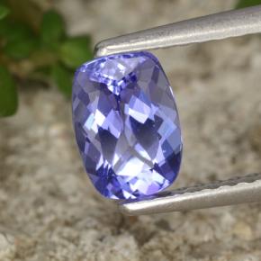 Tanzanite bleue naturelle coupe coussin, 0,90 ct, VVS-VS