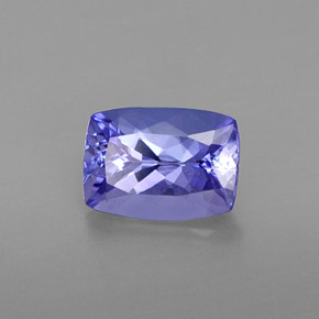 Tanzanite bleue naturelle coupe coussin, 1,20 ct, VVS