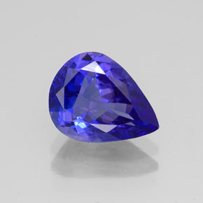 Tanzanite bleue naturelle en forme de poire, 2,03 ct, VVS